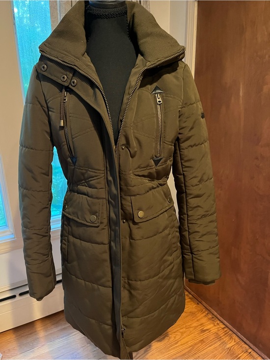 Lucky Brand Jackets & Blazers - Lucky Brand Olive Quilted Long Puffer Coat